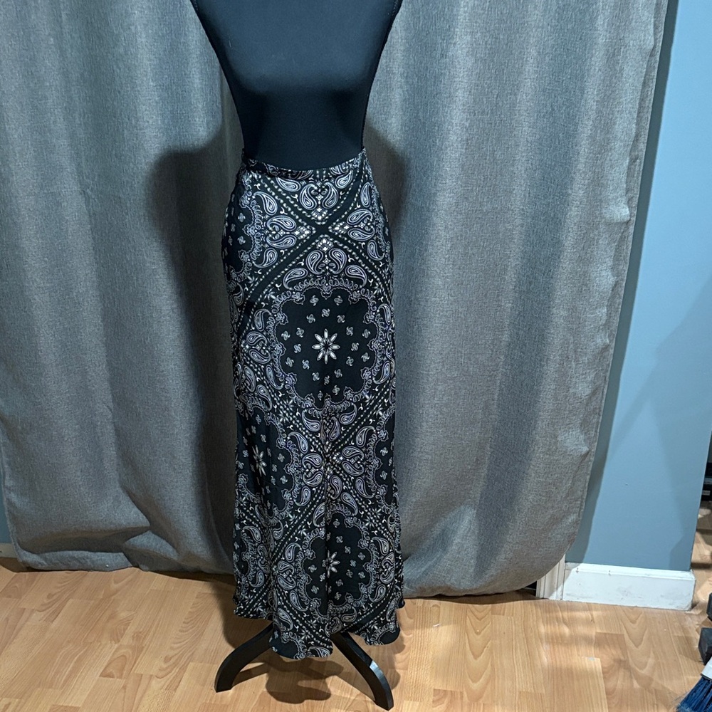 H&M Black Paisley Maxi Skirt